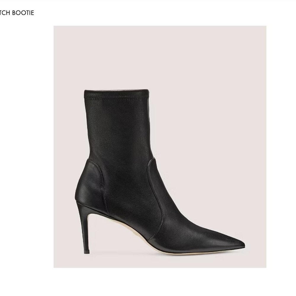 STUART WEITZMAN BLACK LEATHER 75 STRETCH BOOTIE 9.5B